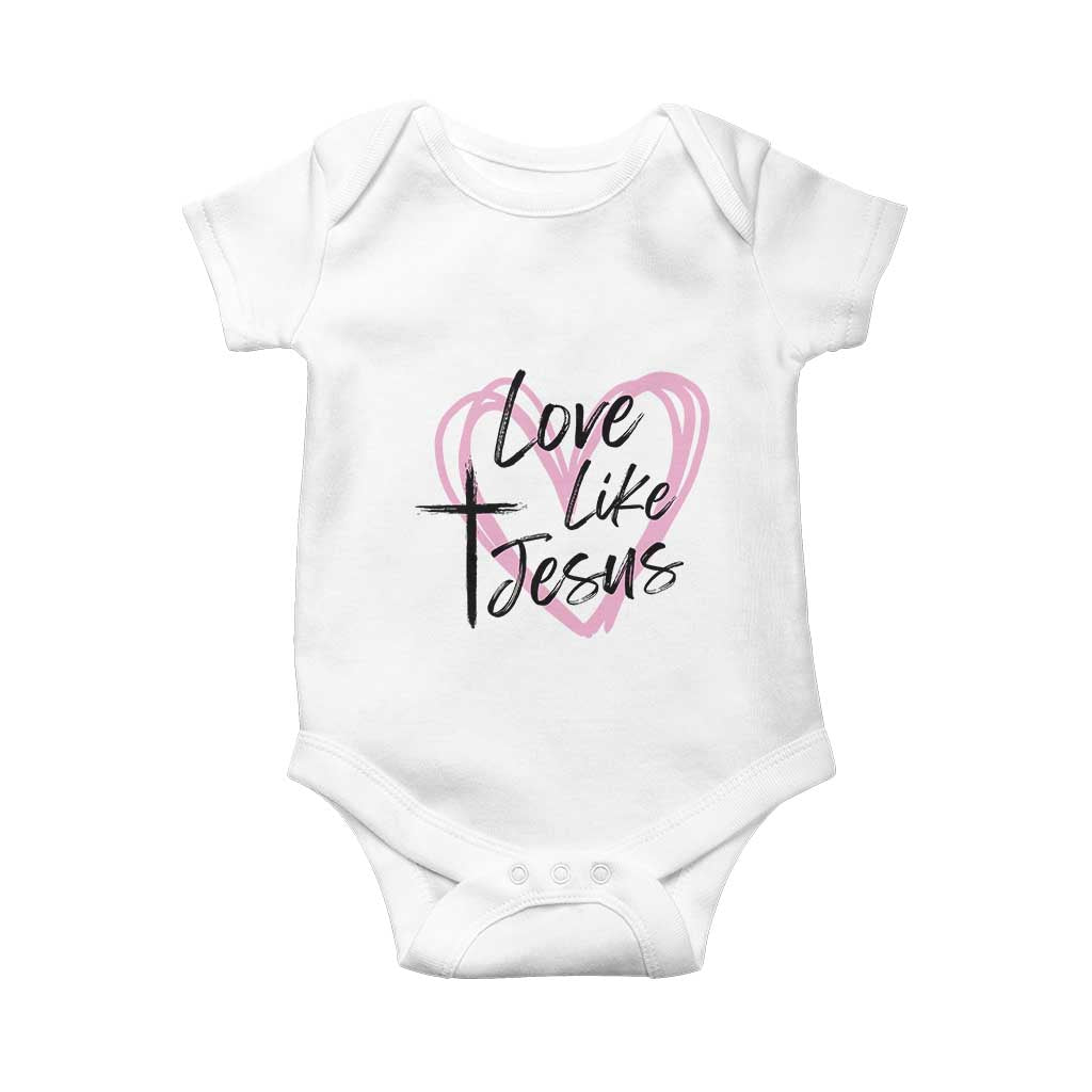 Love Like Jesus Baby Onesie Christian Religious God Valentine's Day Pink Heart
