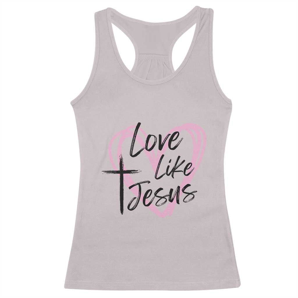 Love Like Jesus Racerback Tank Top Christian Religious God Valentine's Day Pink Heart