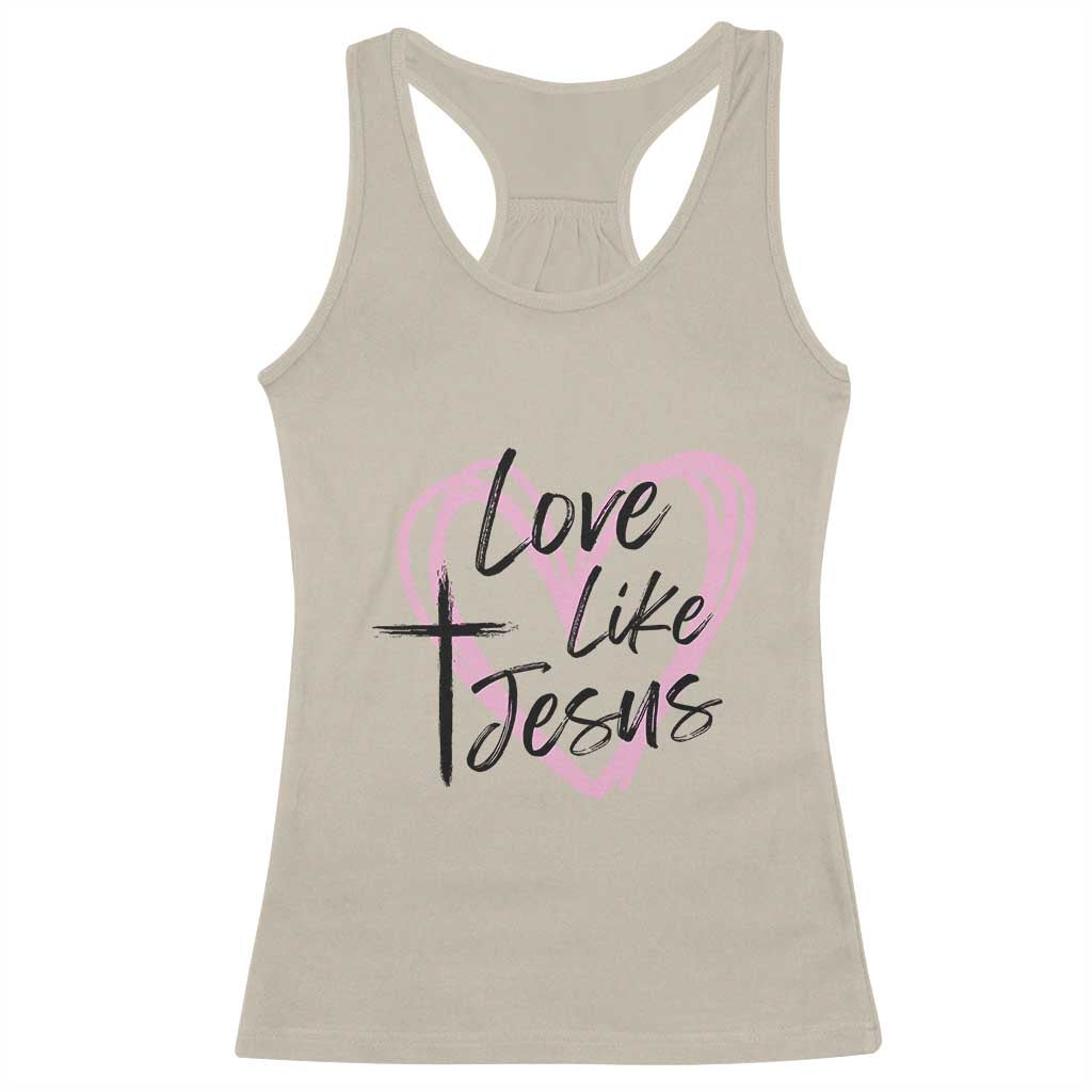 Love Like Jesus Racerback Tank Top Christian Religious God Valentine's Day Pink Heart