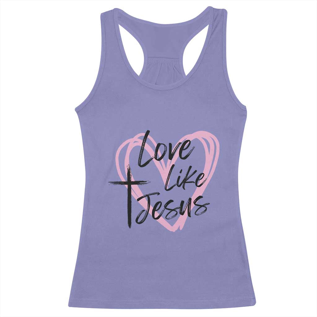 Love Like Jesus Racerback Tank Top Christian Religious God Valentine's Day Pink Heart