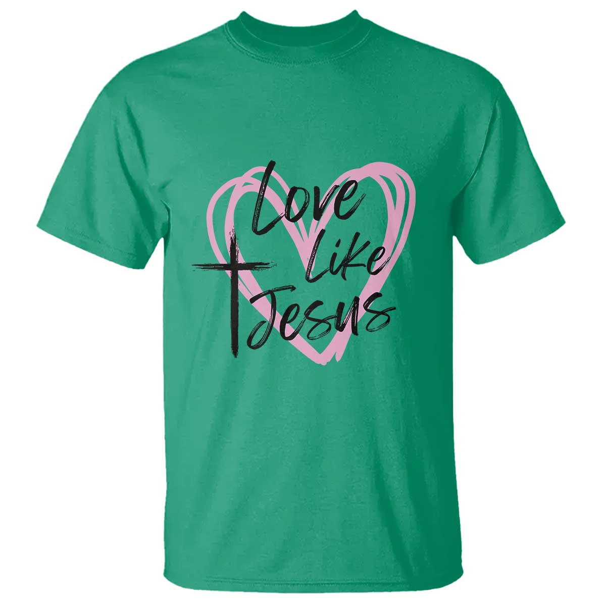 Love Like Jesus T Shirt Christian Religious God Valentine's Day Pink Heart