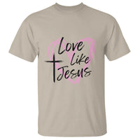 Love Like Jesus T Shirt Christian Religious God Valentine's Day Pink Heart