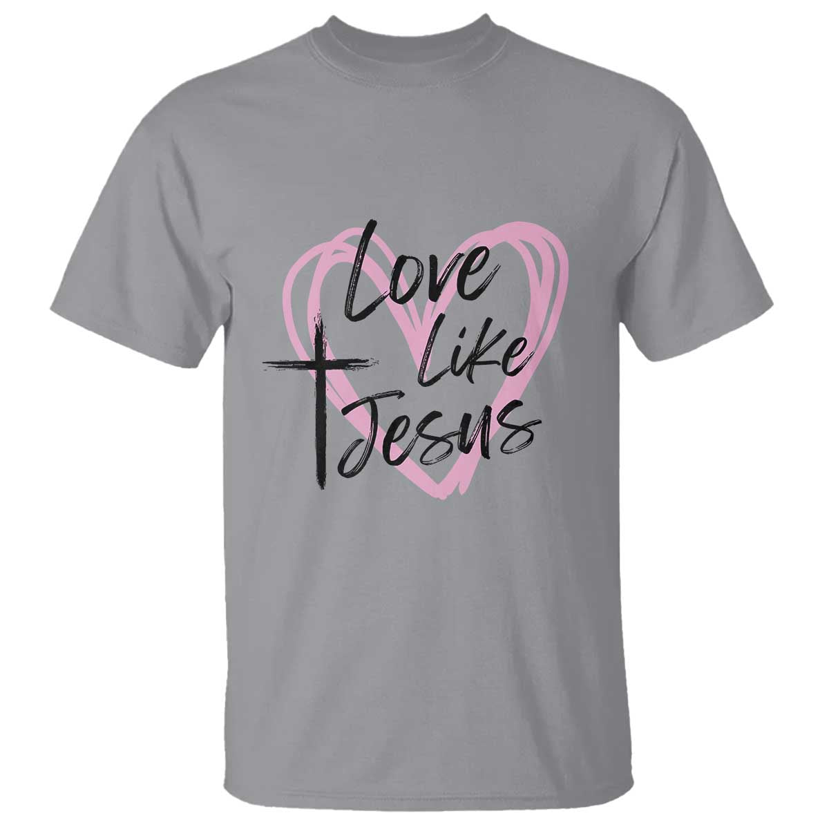 Love Like Jesus T Shirt Christian Religious God Valentine's Day Pink Heart