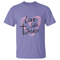 Love Like Jesus T Shirt Christian Religious God Valentine's Day Pink Heart