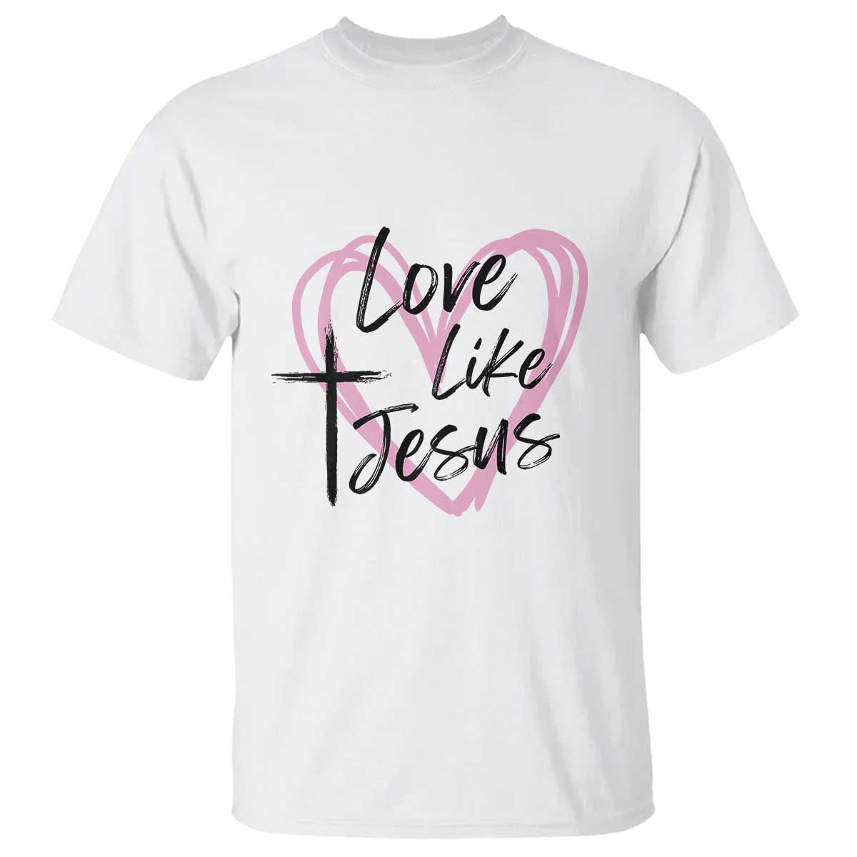 Love Like Jesus T Shirt Christian Religious God Valentine's Day Pink Heart