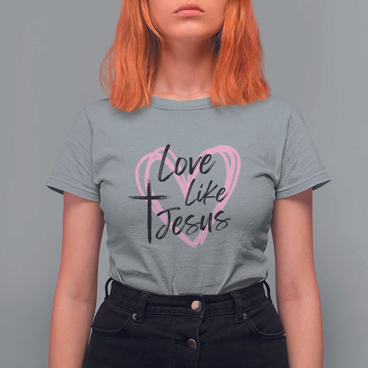 Love Like Jesus T Shirt For Women Christian Religious God Valentine's Day Pink Heart