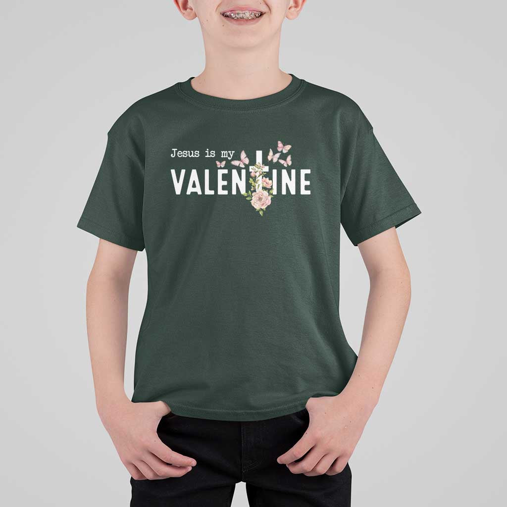 Christian Religious God Valentine's Day T Shirt For Kid Jesus Is My Valentine Rose Flowers