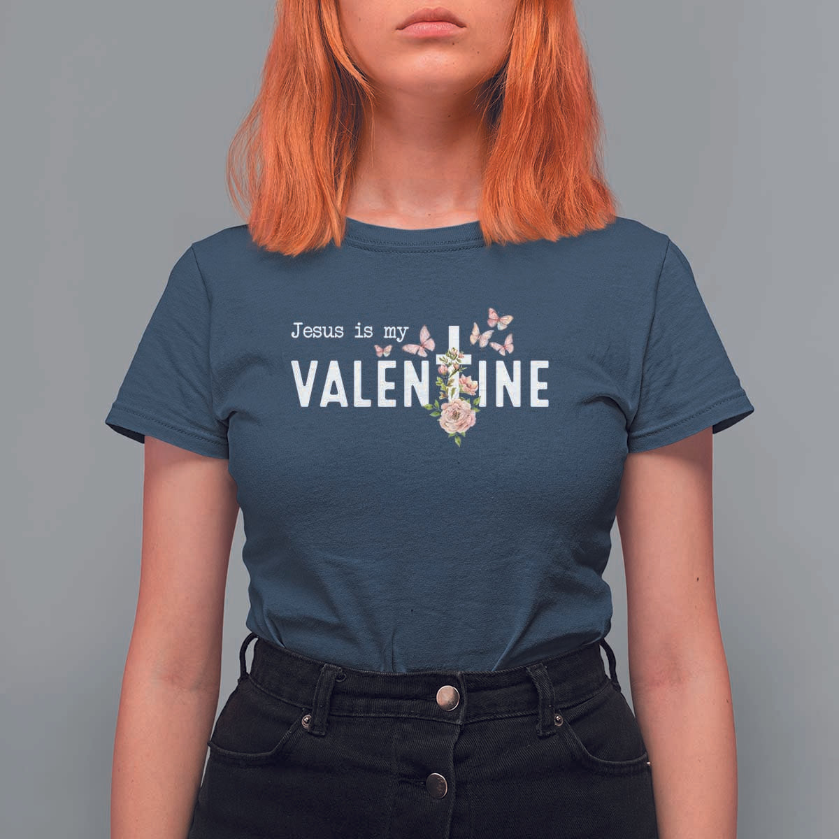 Christian Religious God Valentine's Day T Shirt For Women Jesus Is My Valentine Rose Flowers