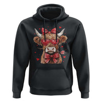 Funny Western Highland Cow Farm Valentine Hoodie
