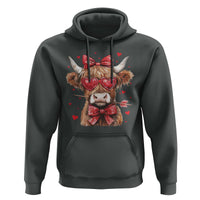 Funny Western Highland Cow Farm Valentine Hoodie