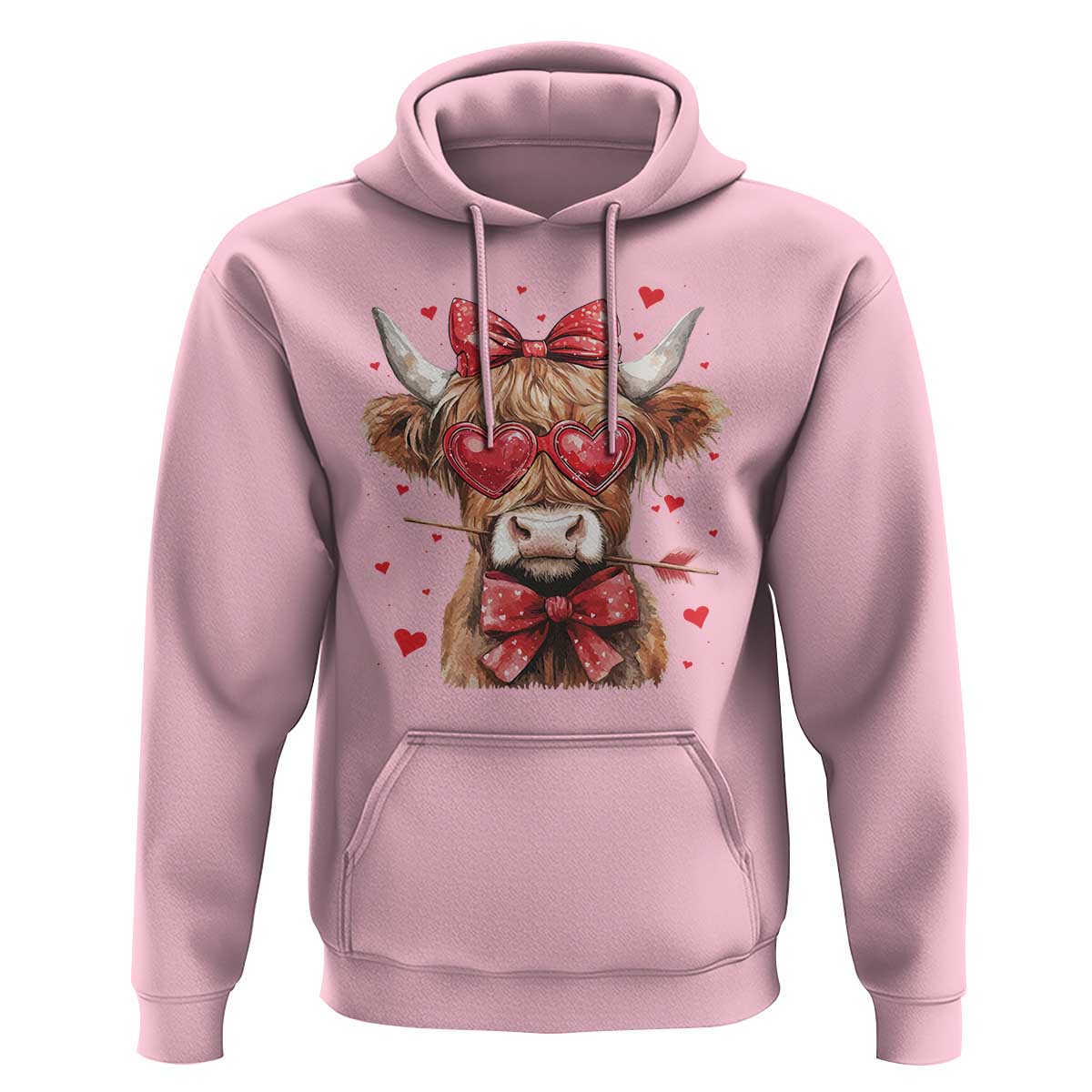 Funny Western Highland Cow Farm Valentine Hoodie
