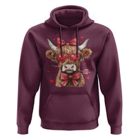 Funny Western Highland Cow Farm Valentine Hoodie
