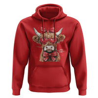 Funny Western Highland Cow Farm Valentine Hoodie