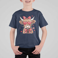 Funny Western Highland Cow Farm Valentine T Shirt For Kid