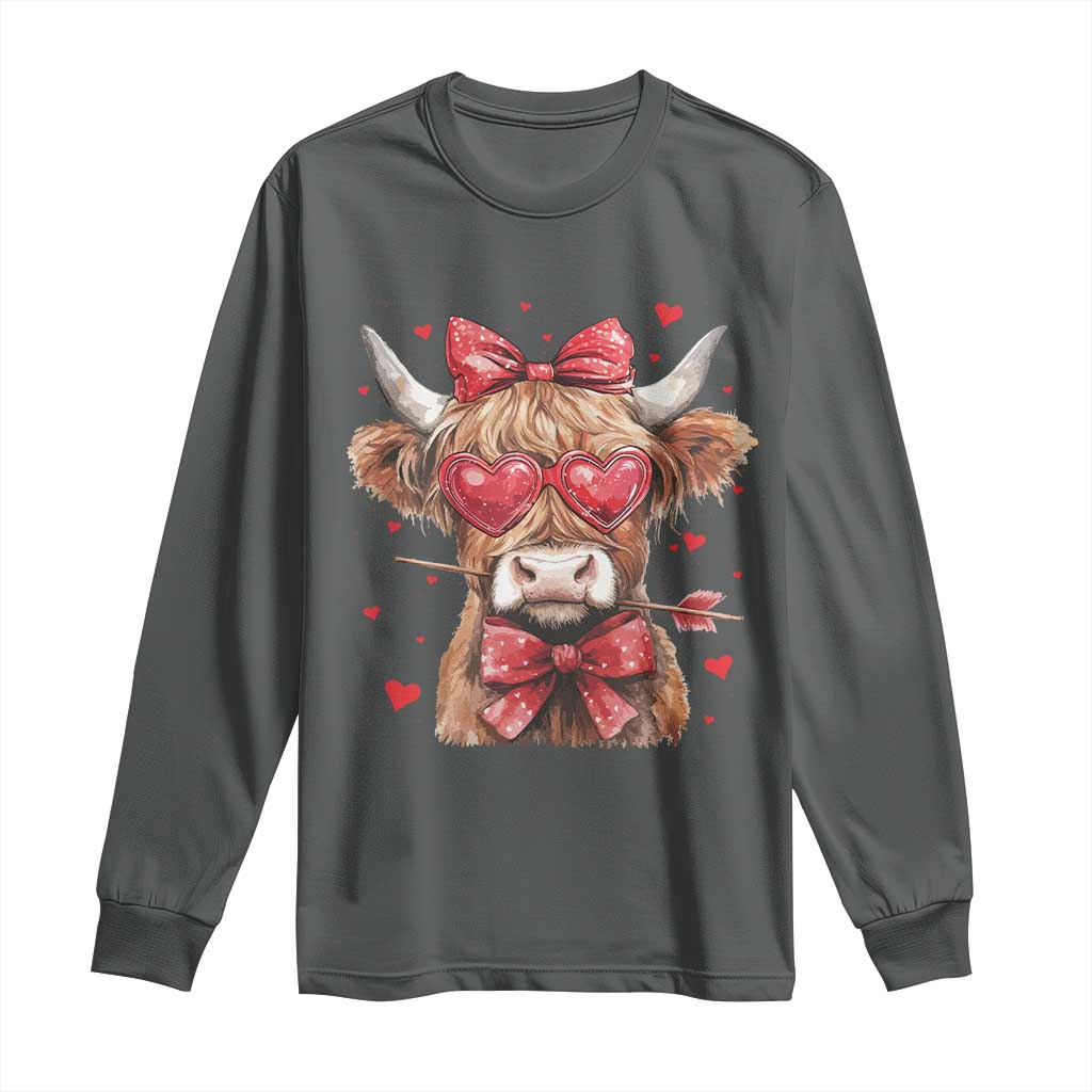 Funny Western Highland Cow Farm Valentine Long Sleeve Shirt