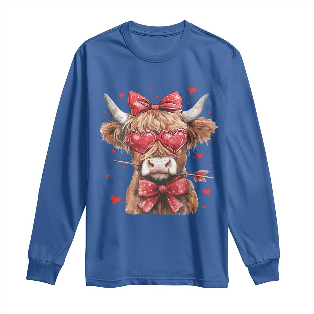 Funny Western Highland Cow Farm Valentine Long Sleeve Shirt
