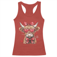 Funny Western Highland Cow Farm Valentine Racerback Tank Top