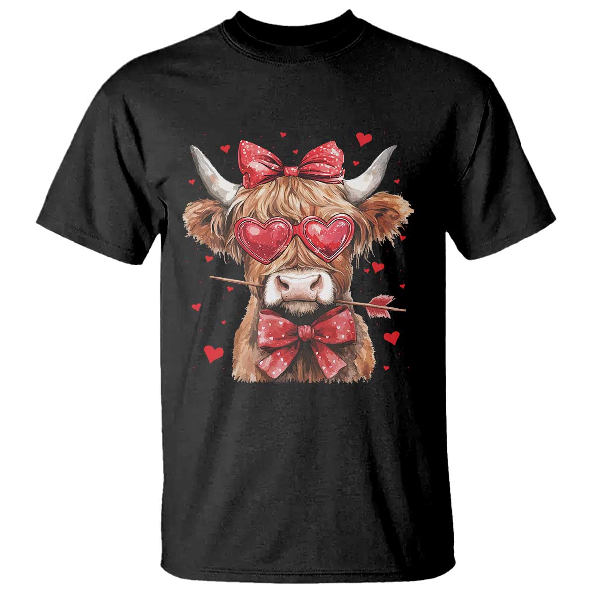 Funny Western Highland Cow Farm Valentine T Shirt