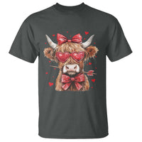 Funny Western Highland Cow Farm Valentine T Shirt