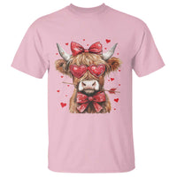 Funny Western Highland Cow Farm Valentine T Shirt