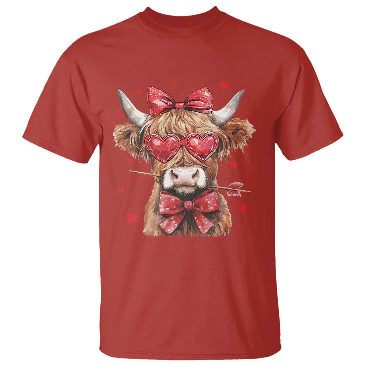 Funny Western Highland Cow Farm Valentine T Shirt