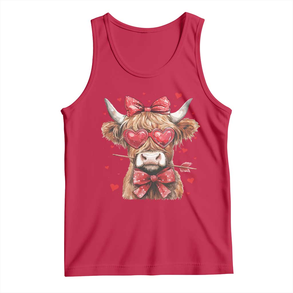 Funny Western Highland Cow Farm Valentine Tank Top