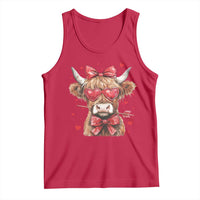 Funny Western Highland Cow Farm Valentine Tank Top