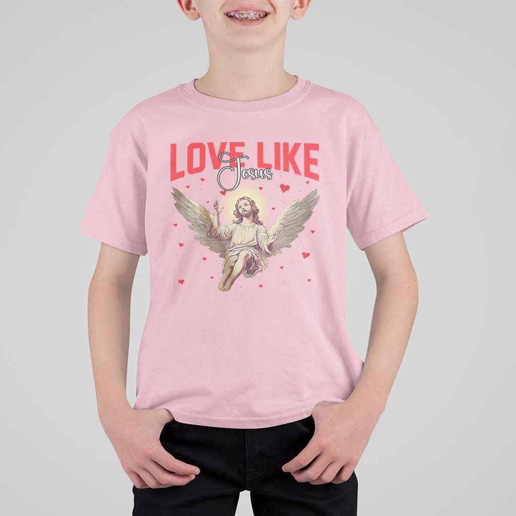 Funny Love Like Jesus Valentine's Day T Shirt For Kid Christian Religious Cupid God Bible Verses