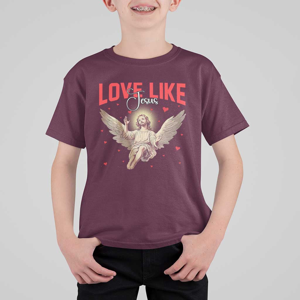 Funny Love Like Jesus Valentine's Day T Shirt For Kid Christian Religious Cupid God Bible Verses