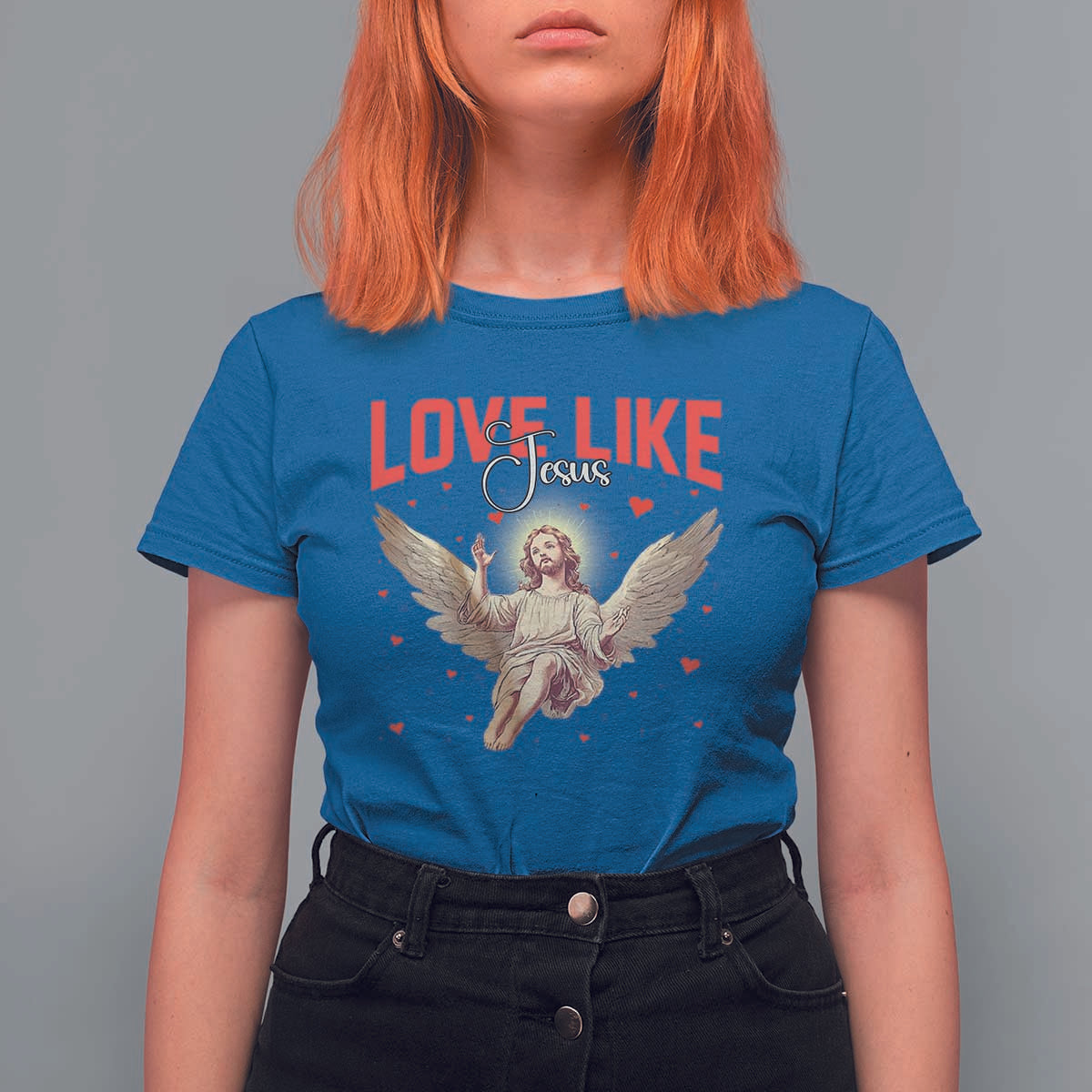 Funny Love Like Jesus Valentine's Day T Shirt For Women Christian Religious Cupid God Bible Verses