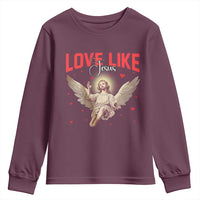 Funny Love Like Jesus Valentine's Day Youth Sweatshirt Christian Religious Cupid God Bible Verses