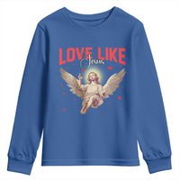Funny Love Like Jesus Valentine's Day Youth Sweatshirt Christian Religious Cupid God Bible Verses