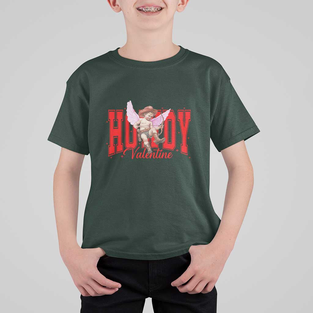 Funny Howdy Valentine T Shirt For Kid Valentine's Day Western Cowboy Cupid