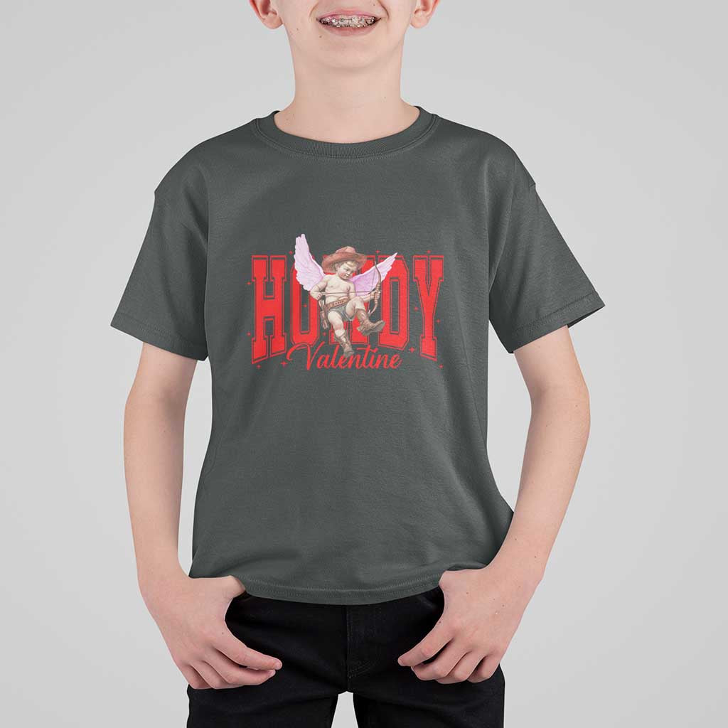 Funny Howdy Valentine T Shirt For Kid Valentine's Day Western Cowboy Cupid