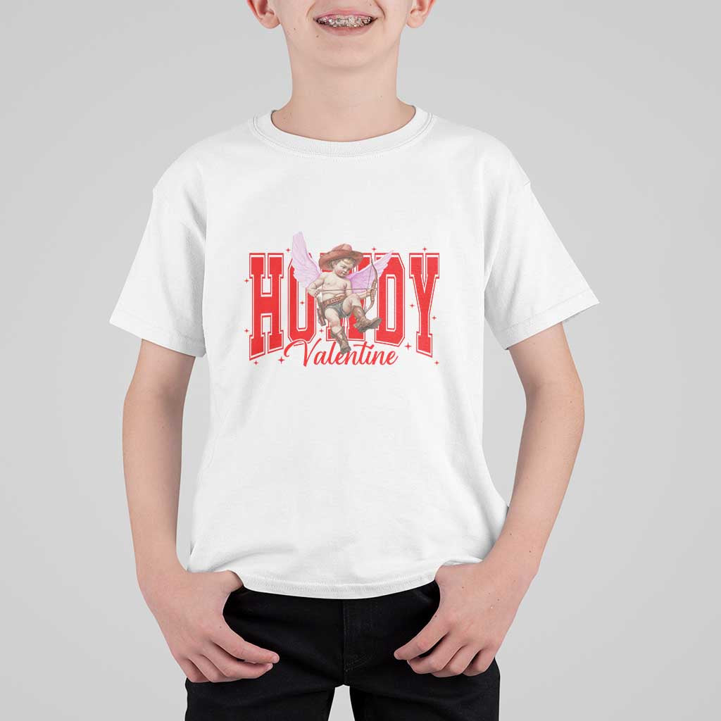 Funny Howdy Valentine T Shirt For Kid Valentine's Day Western Cowboy Cupid