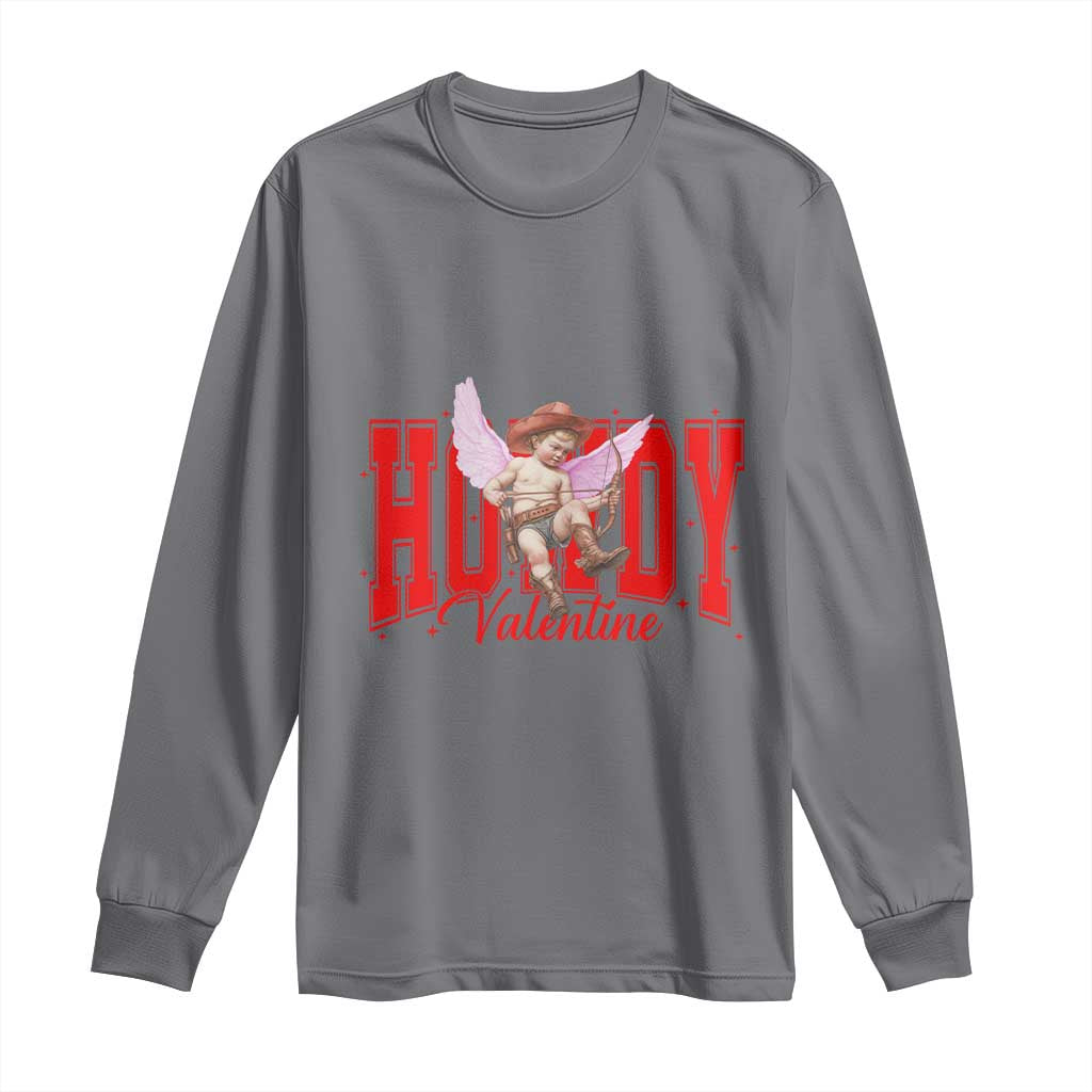 Funny Howdy Valentine Long Sleeve Shirt Valentine's Day Western Cowboy Cupid