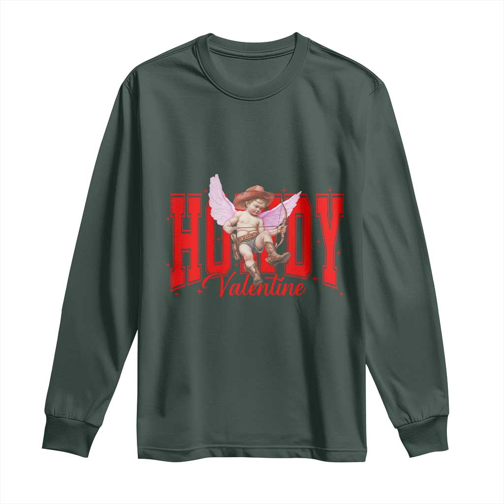 Funny Howdy Valentine Long Sleeve Shirt Valentine's Day Western Cowboy Cupid