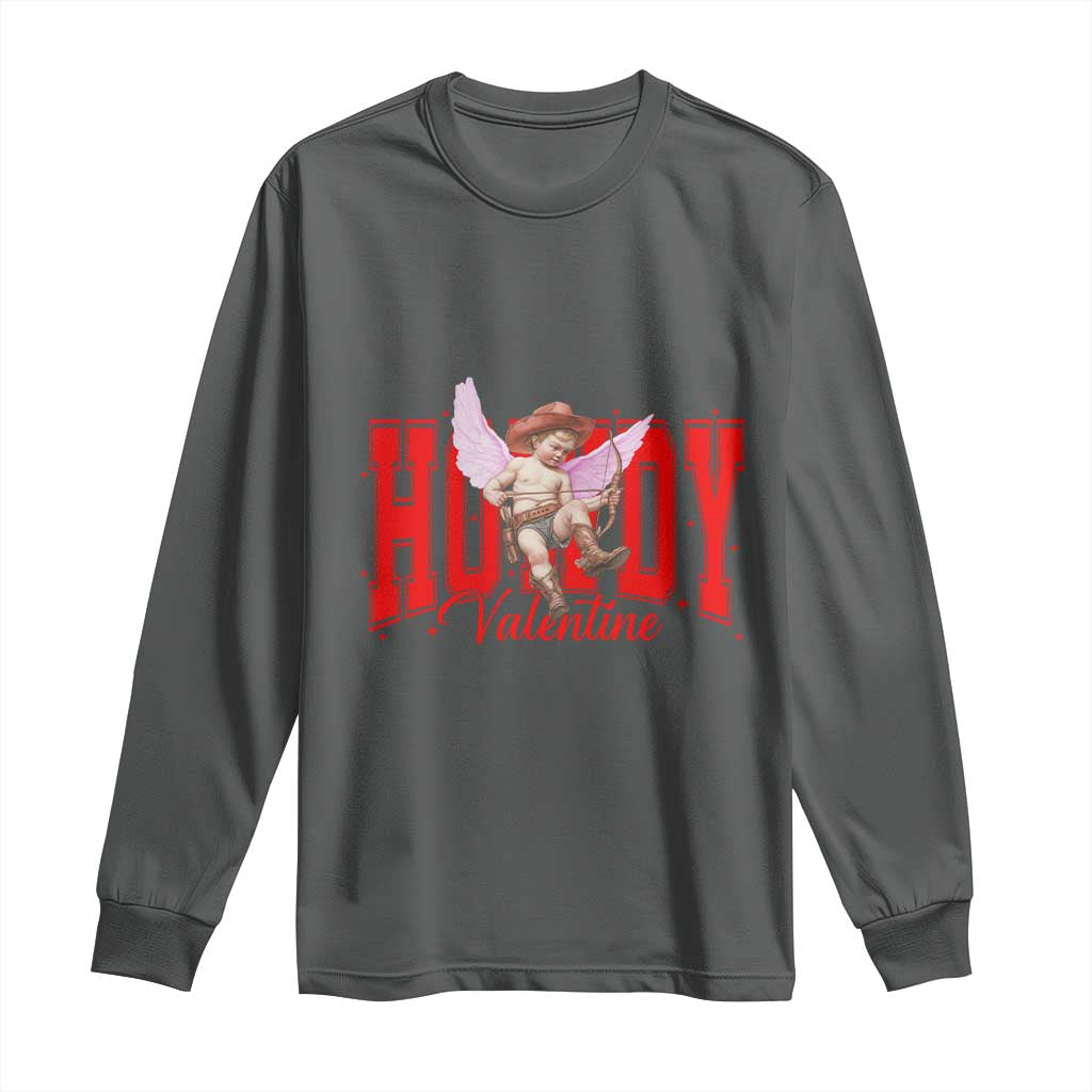 Funny Howdy Valentine Long Sleeve Shirt Valentine's Day Western Cowboy Cupid