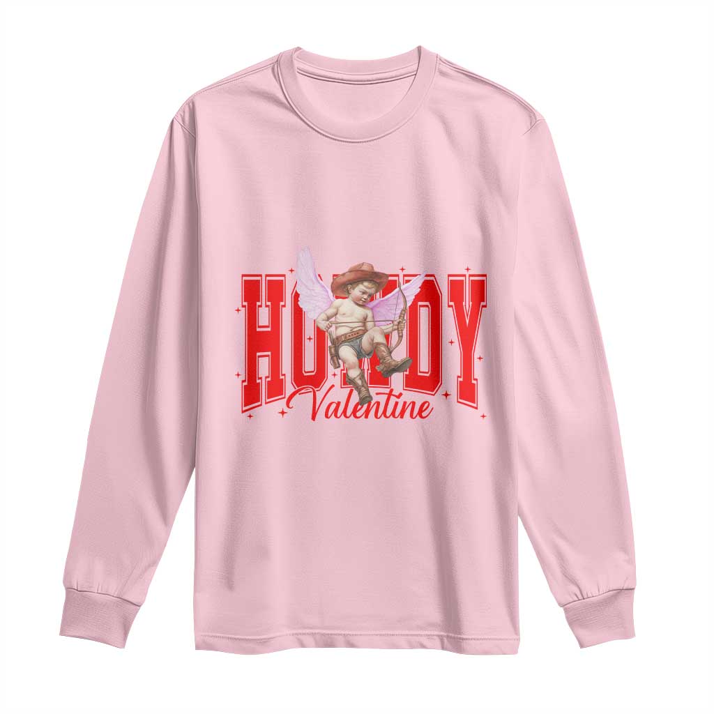 Funny Howdy Valentine Long Sleeve Shirt Valentine's Day Western Cowboy Cupid