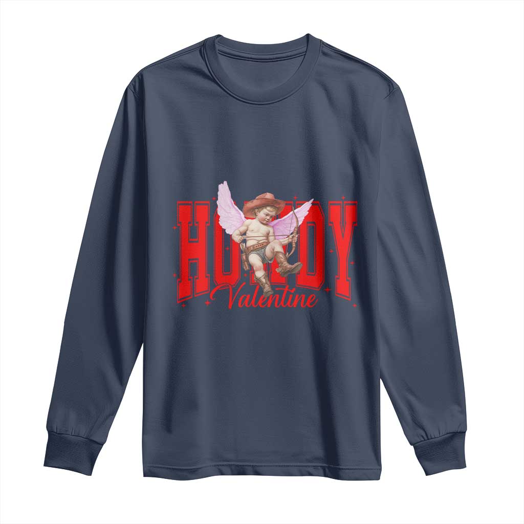 Funny Howdy Valentine Long Sleeve Shirt Valentine's Day Western Cowboy Cupid