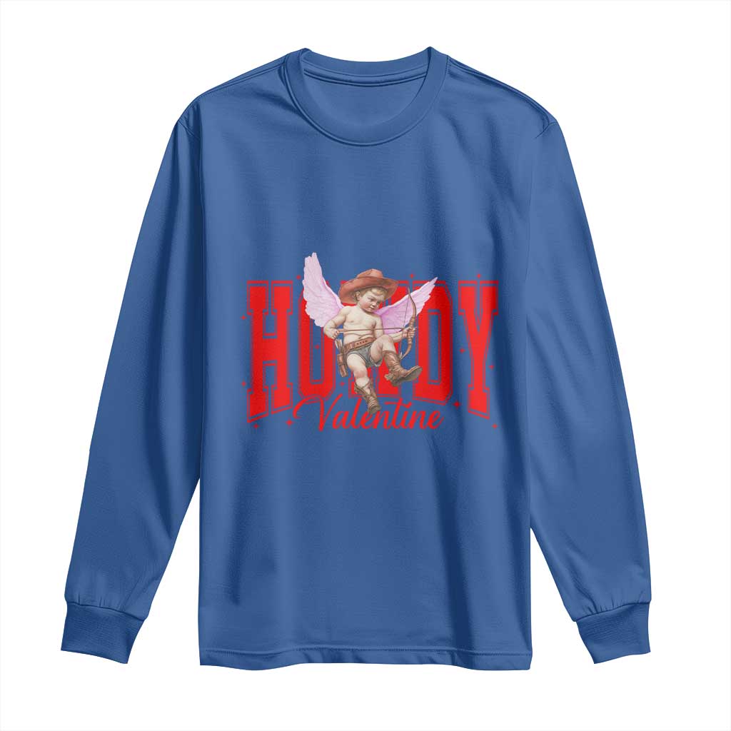 Funny Howdy Valentine Long Sleeve Shirt Valentine's Day Western Cowboy Cupid