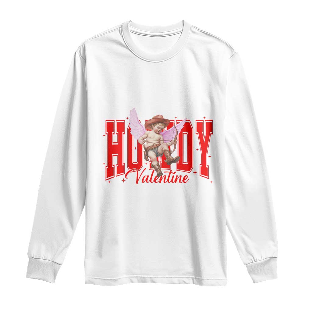 Funny Howdy Valentine Long Sleeve Shirt Valentine's Day Western Cowboy Cupid
