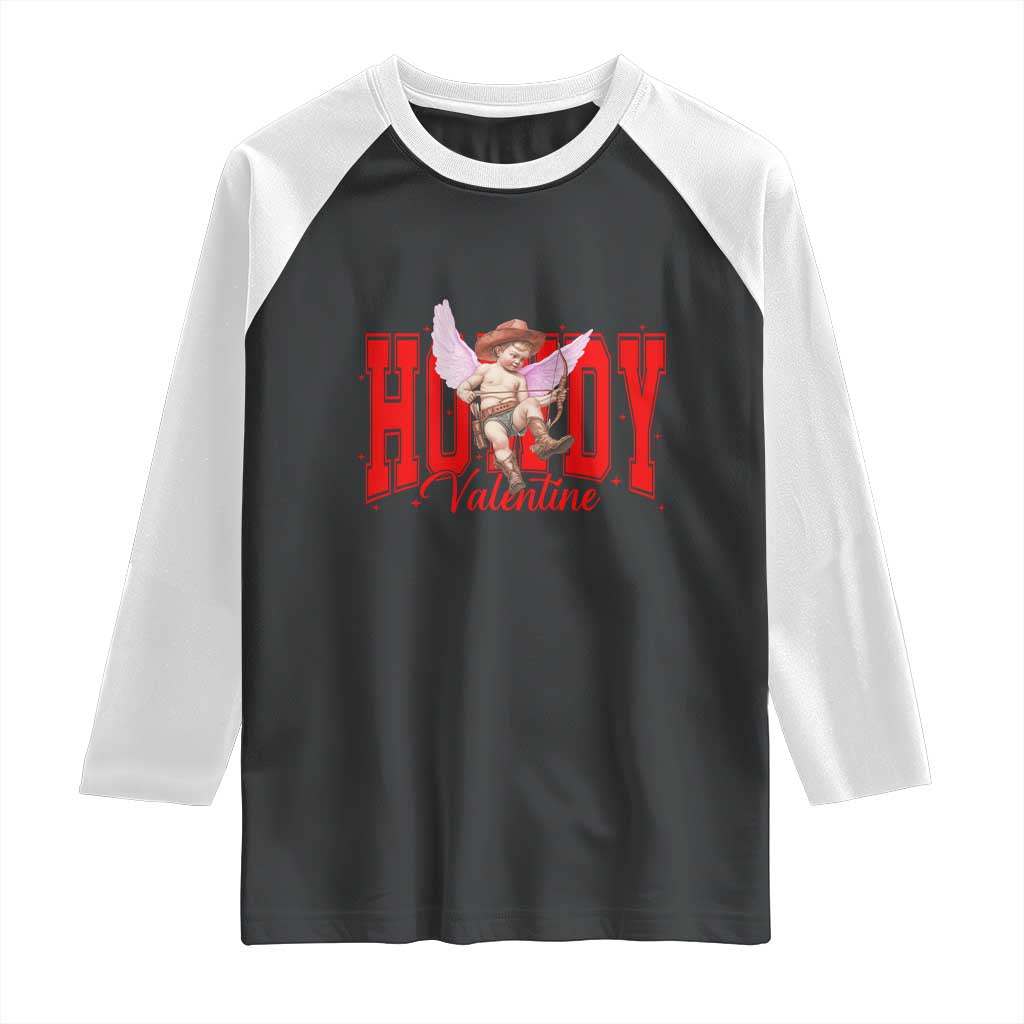 Funny Howdy Valentine Raglan Shirt Valentine's Day Western Cowboy Cupid