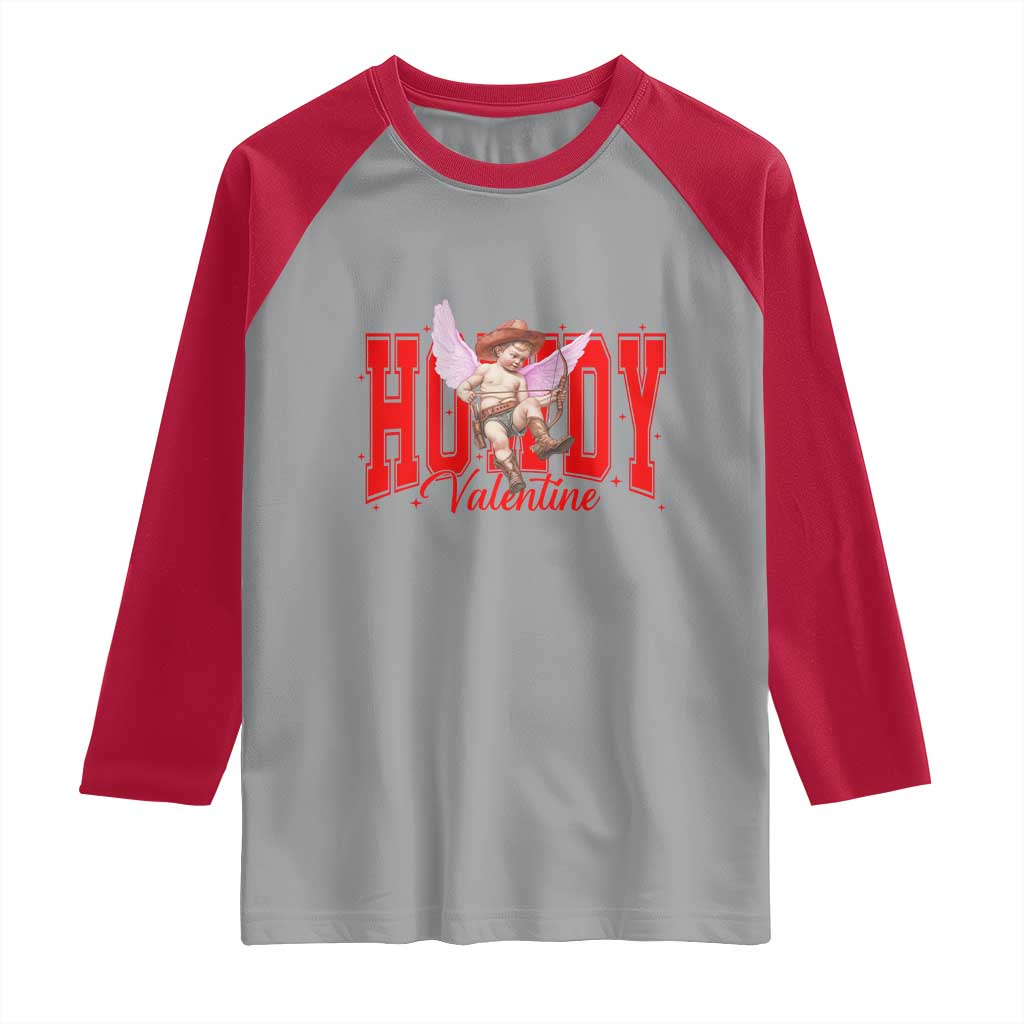 Funny Howdy Valentine Raglan Shirt Valentine's Day Western Cowboy Cupid