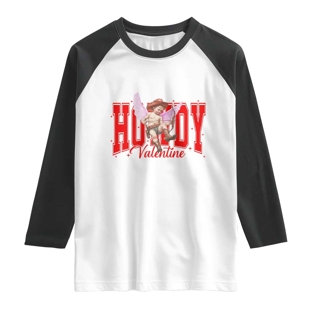 Funny Howdy Valentine Raglan Shirt Valentine's Day Western Cowboy Cupid