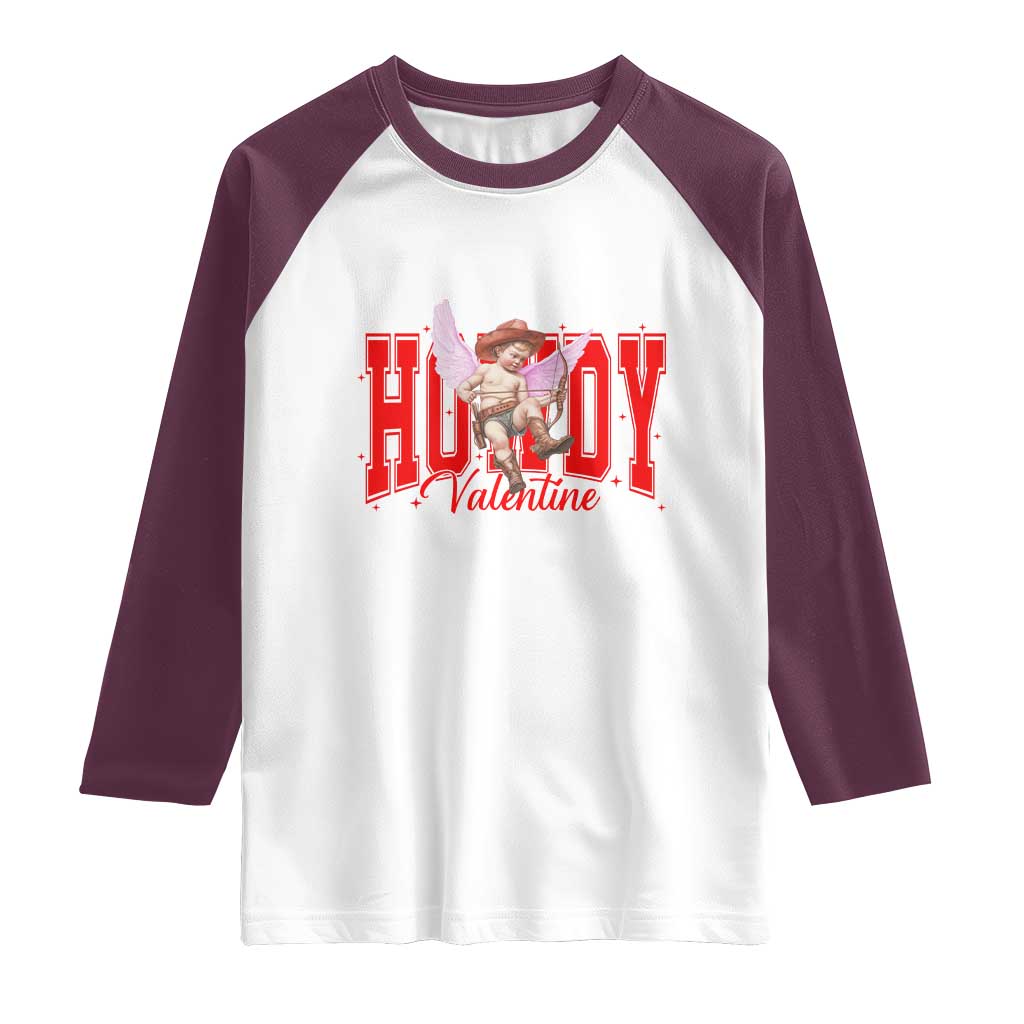 Funny Howdy Valentine Raglan Shirt Valentine's Day Western Cowboy Cupid