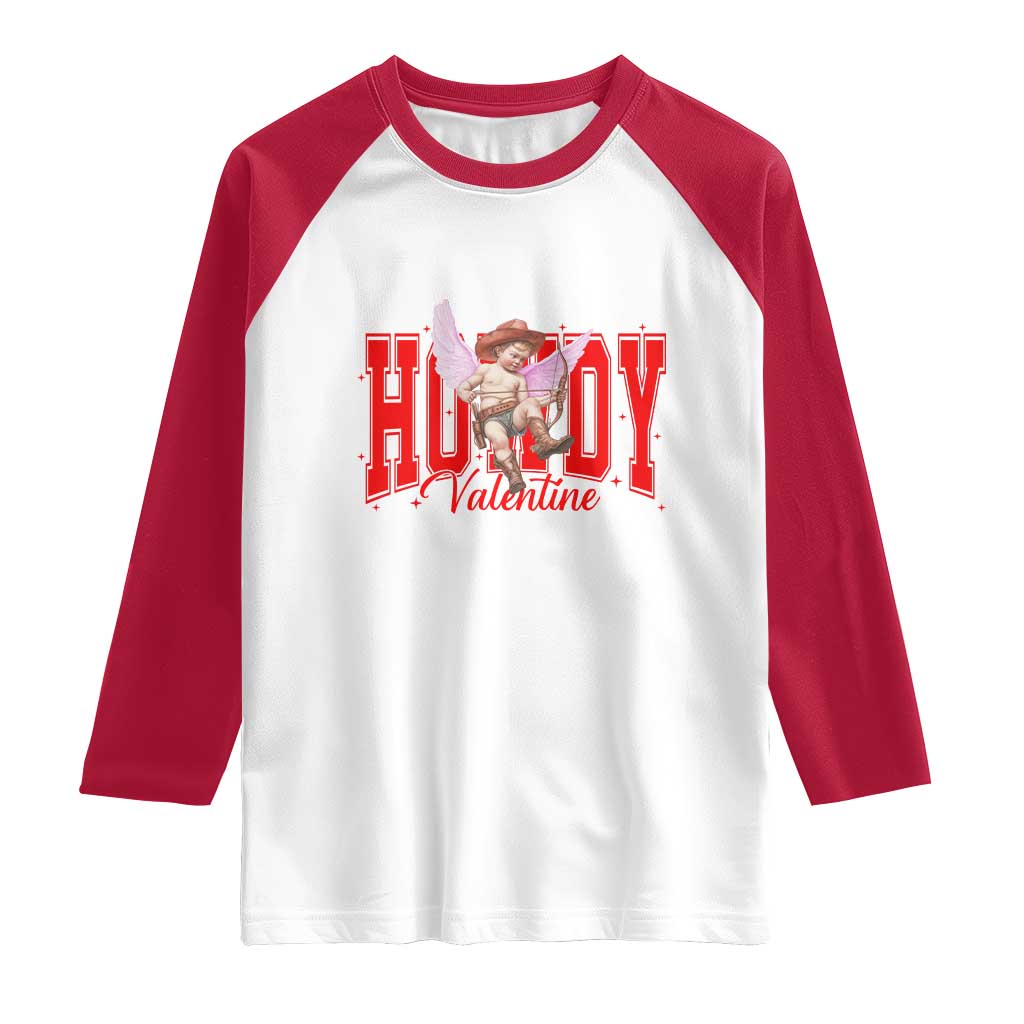 Funny Howdy Valentine Raglan Shirt Valentine's Day Western Cowboy Cupid