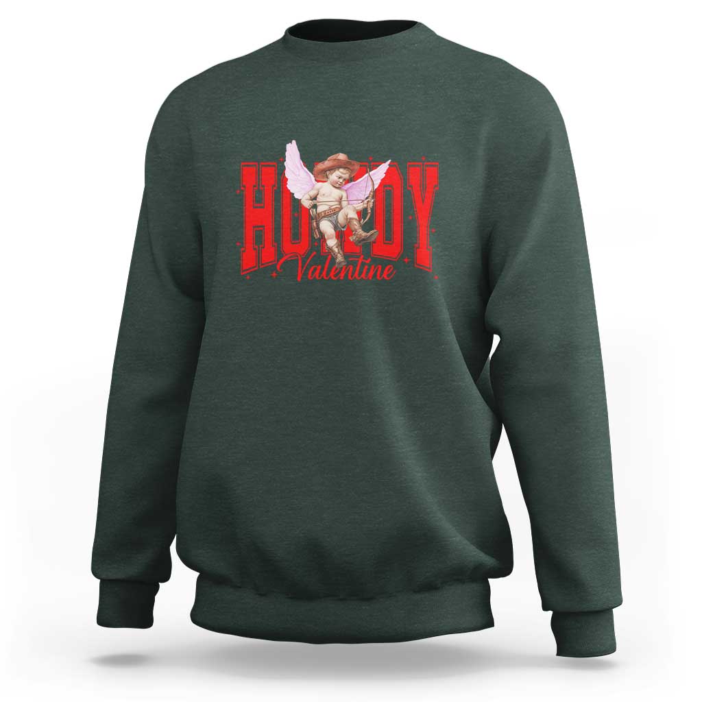Funny Howdy Valentine Sweatshirt Valentine's Day Western Cowboy Cupid