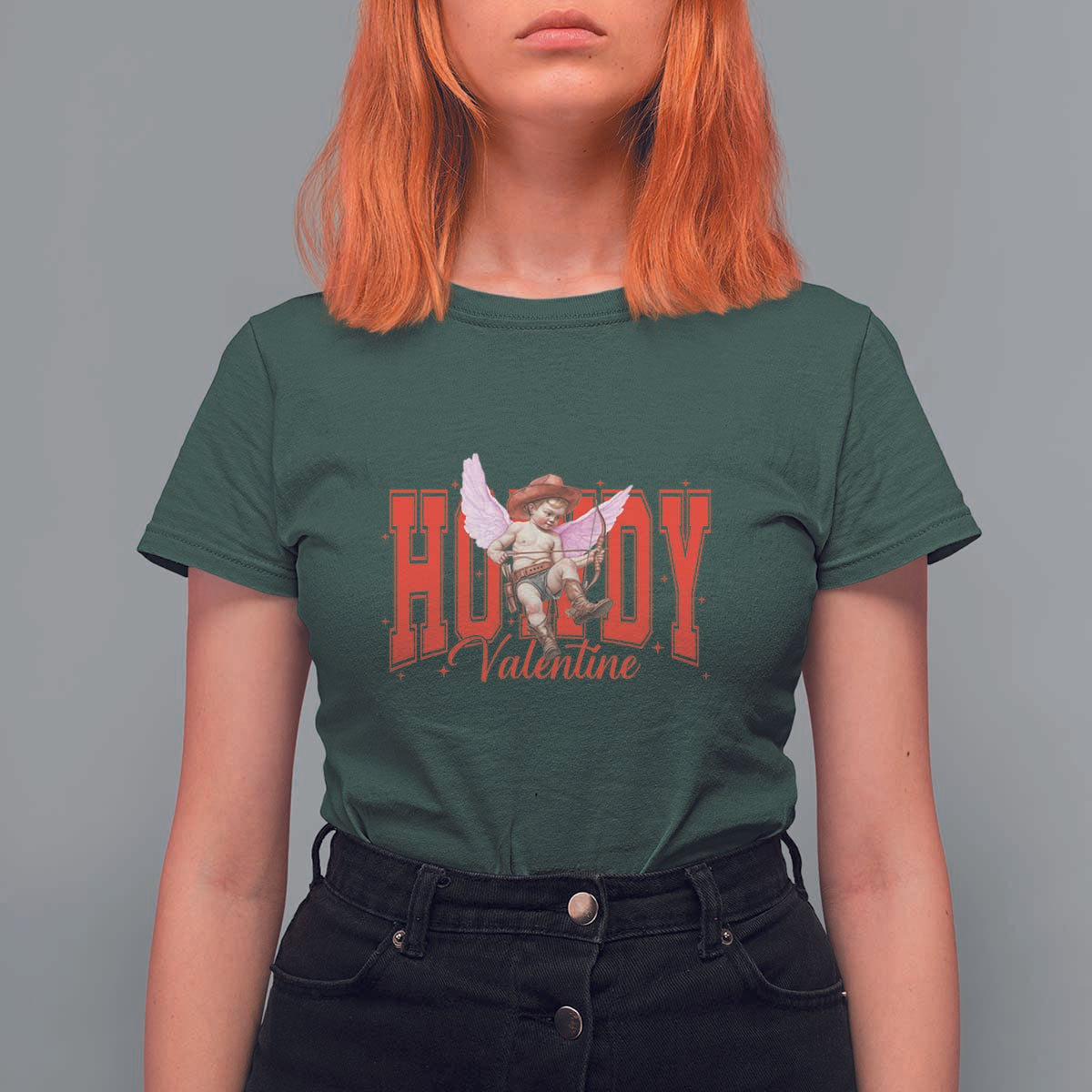 Funny Howdy Valentine T Shirt For Women Valentine's Day Western Cowboy Cupid