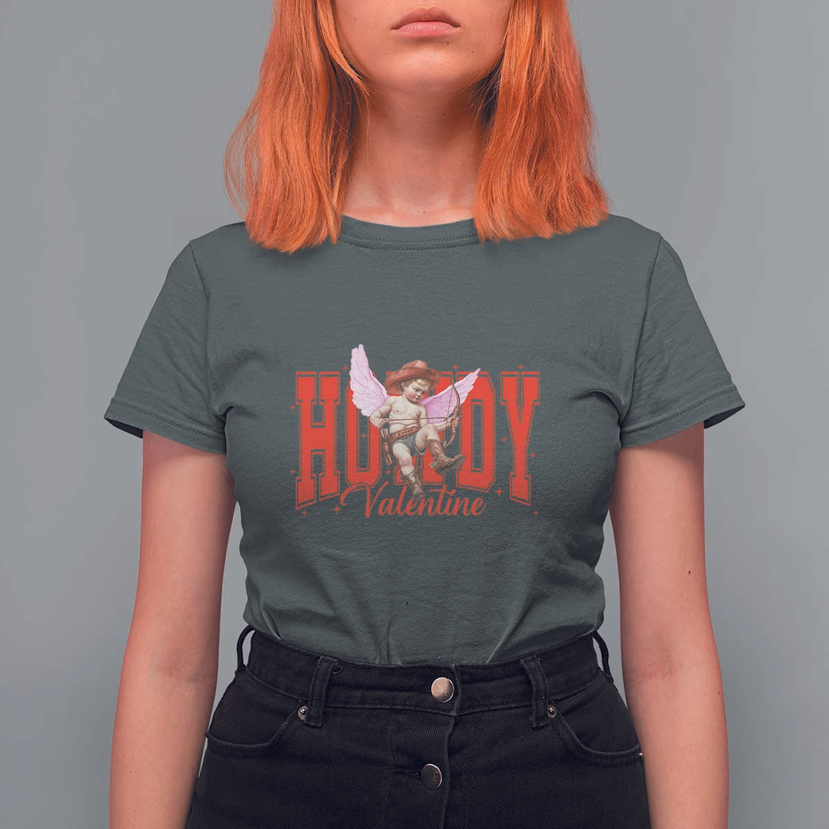 Funny Howdy Valentine T Shirt For Women Valentine's Day Western Cowboy Cupid